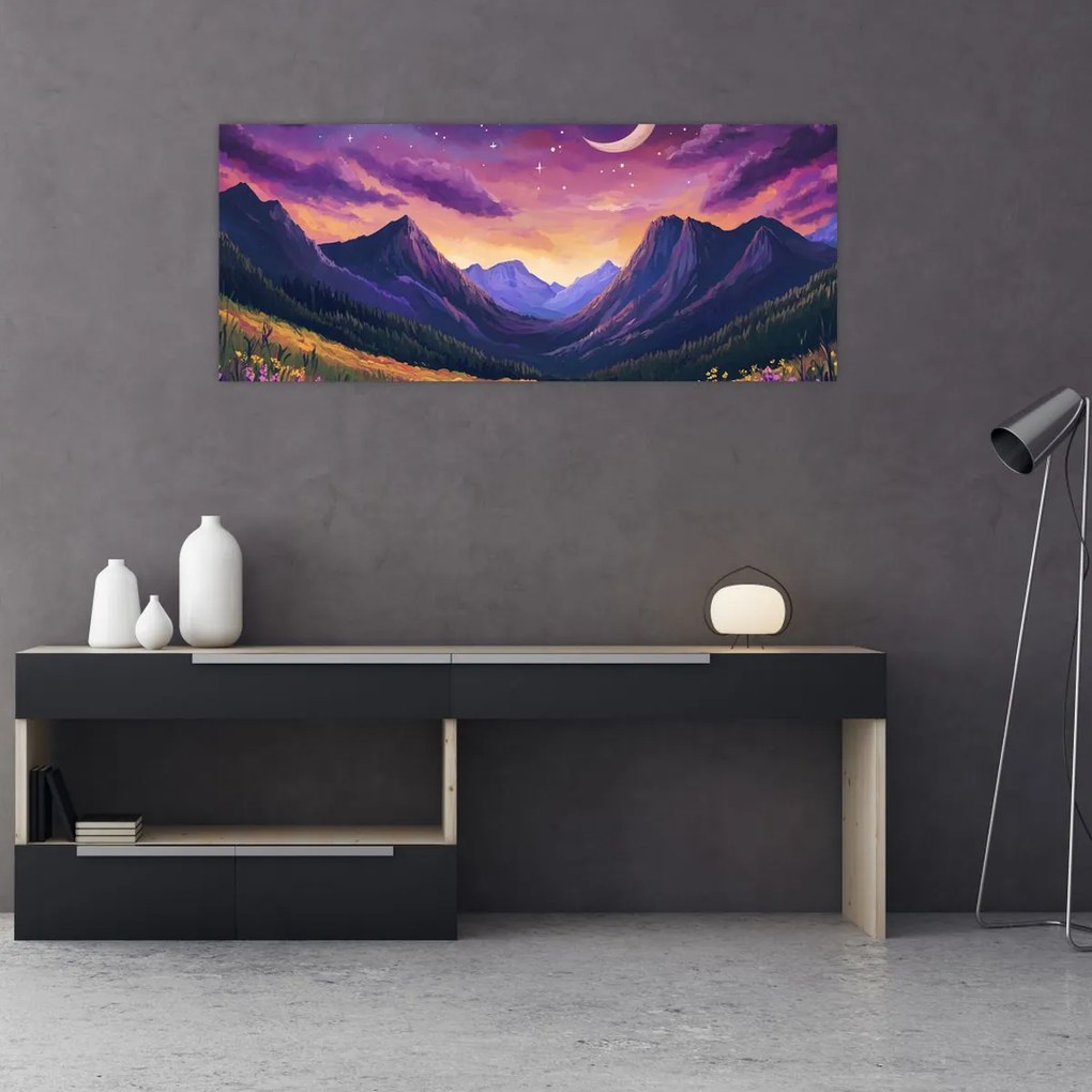 Obraz - Fialová krajina (120x50 cm)