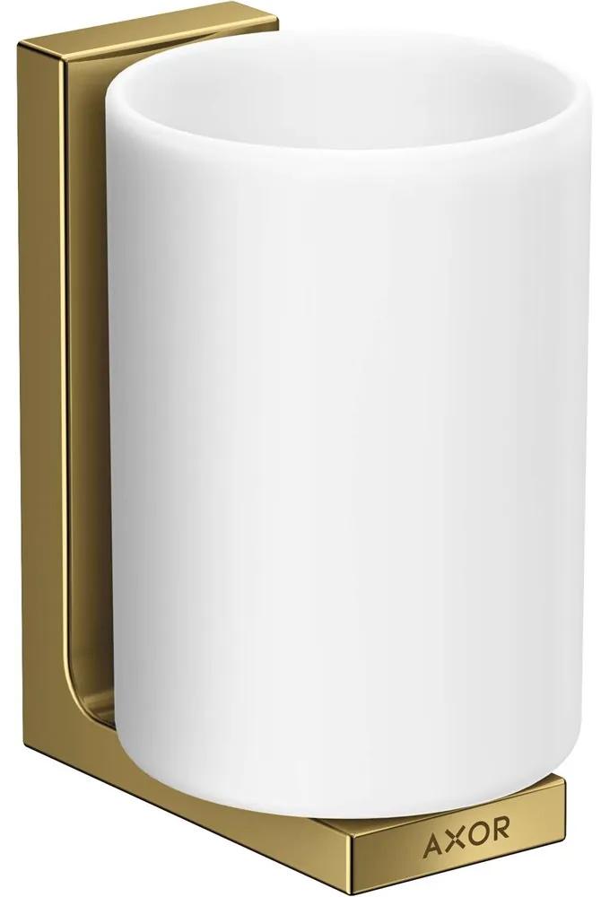 AXOR Universal Rectangular nádobka na ústnu hygienu s držiakom, leštený vzhľad zlata, 42604990