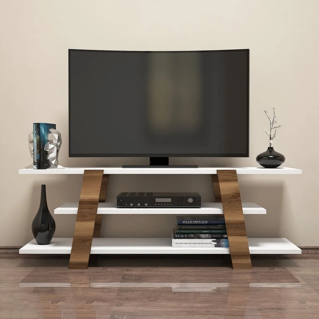 TV stolík FLOWER 120 cm biely/orech