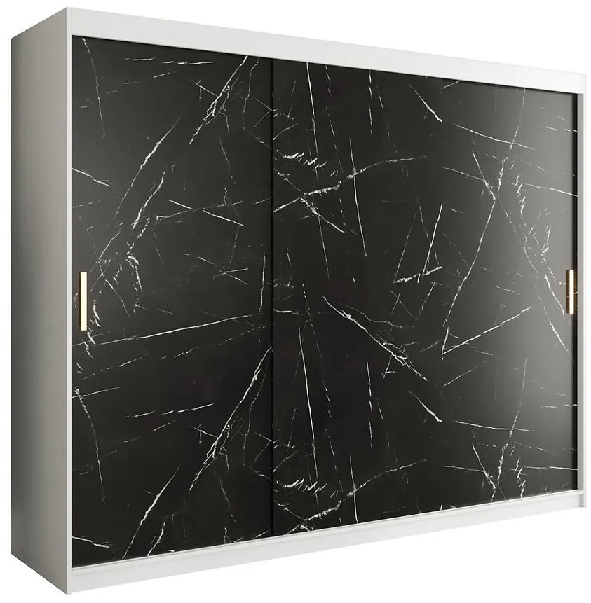 Skriňa Marmur T 250 biely/mramor čierna