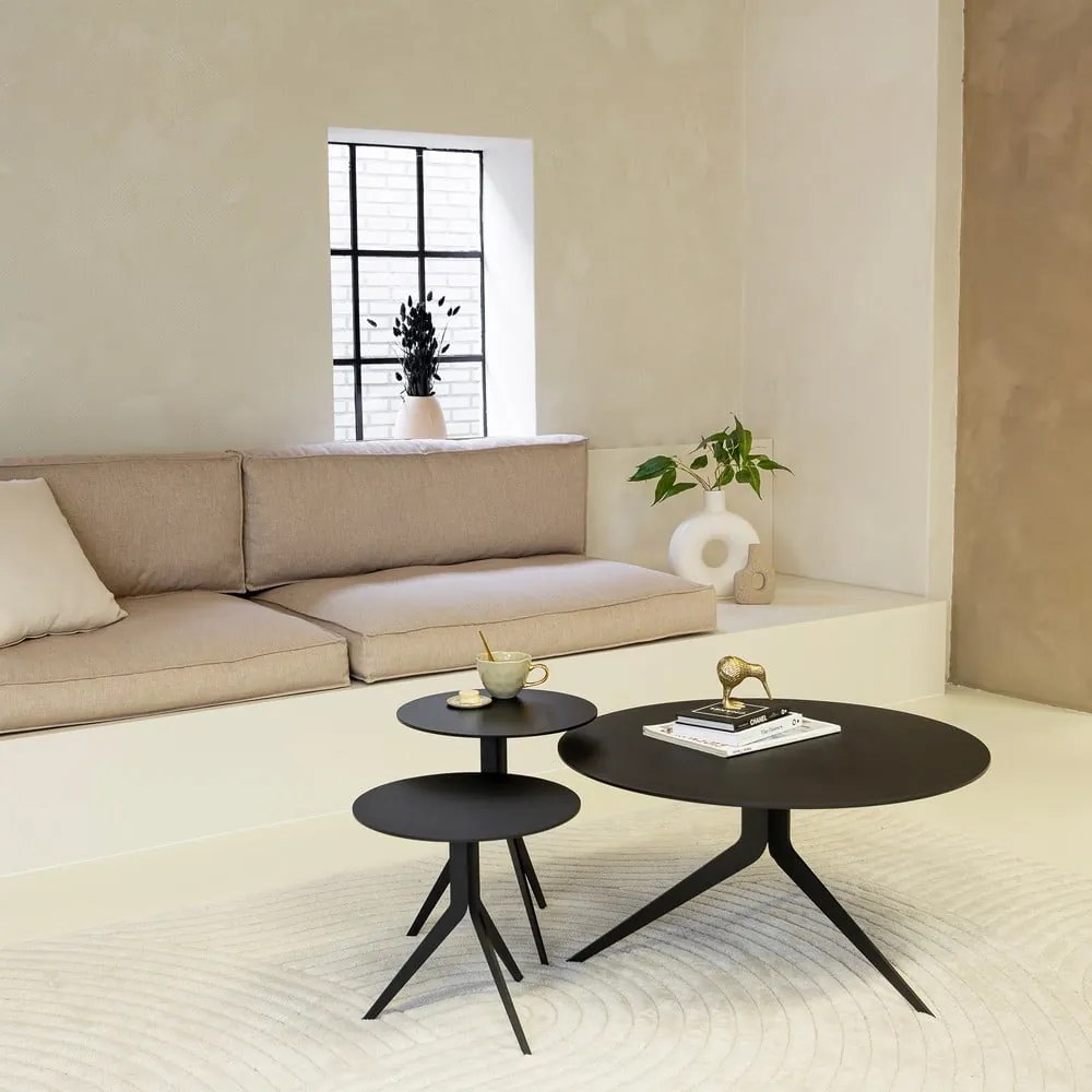 Čierny kovový okrúhly konferenčný stolík ø 78 cm Daley – Spinder Design