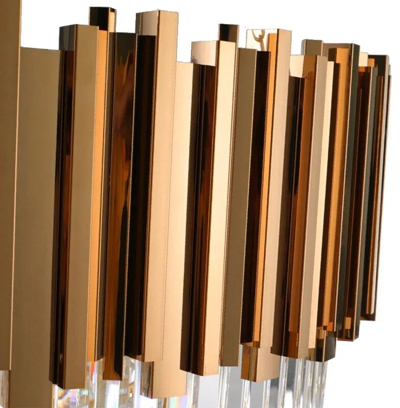 Toolight Toolight, kovové-krištáľové závesné svietidlo E14 60x30 cm 312355, zlatá, OSW-00683