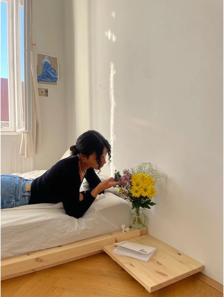 Jednolôžková posteľ z borovicového dreva bez čela s roštom 90x200 cm v prírodnej farbe Dock – Karup