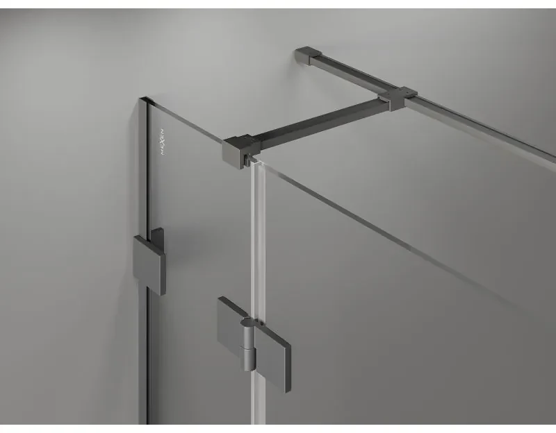 Mexen Lunar T, sklápací sprchový kút ľavý 135 x 120 cm, 8mm číre sklo, grafitový profil, 834T-135-120-95-00-L