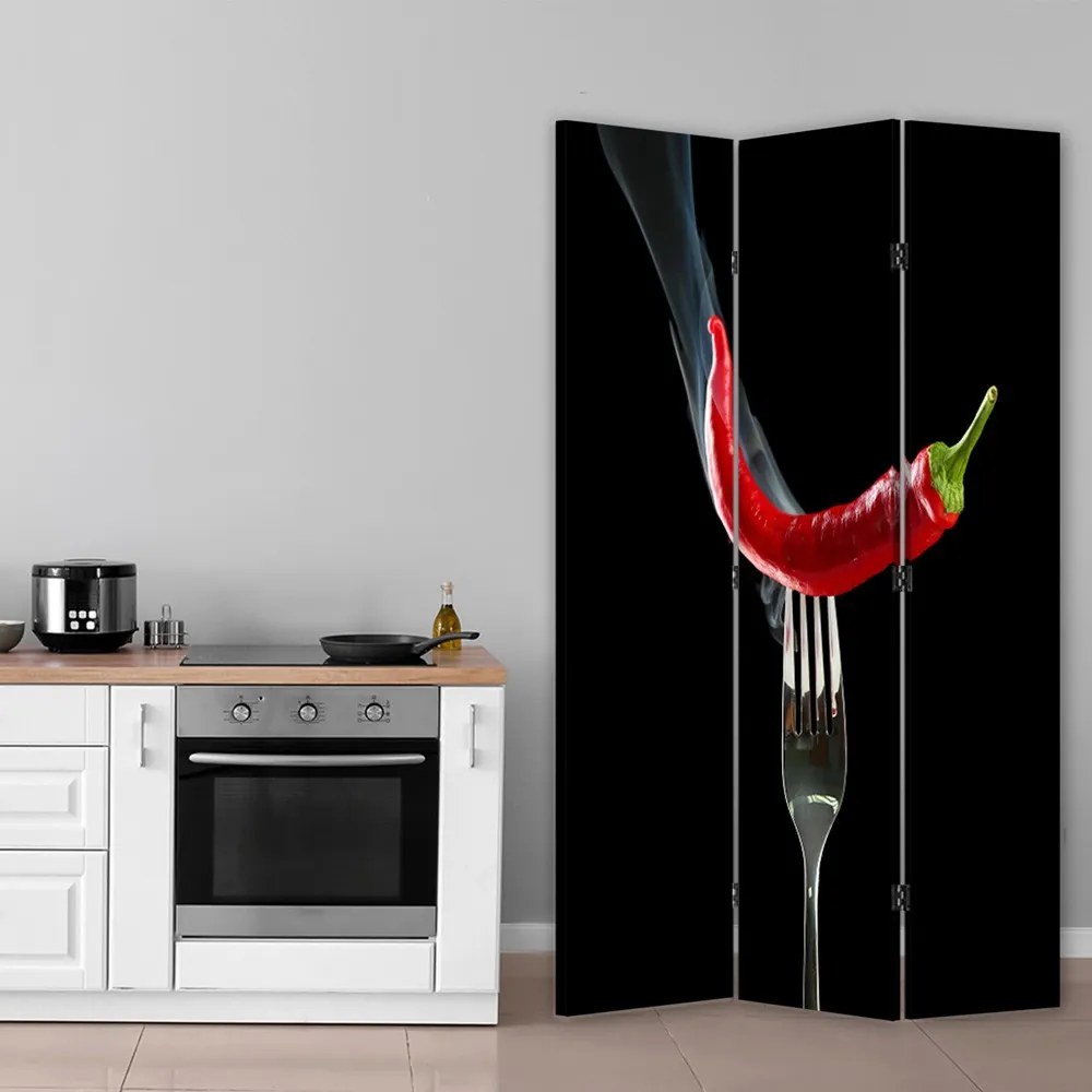 Gario Paraván Chilli papričky na vidličke Rozmery: 110 x 170 cm, Prevedenie: Otočný paraván 360°