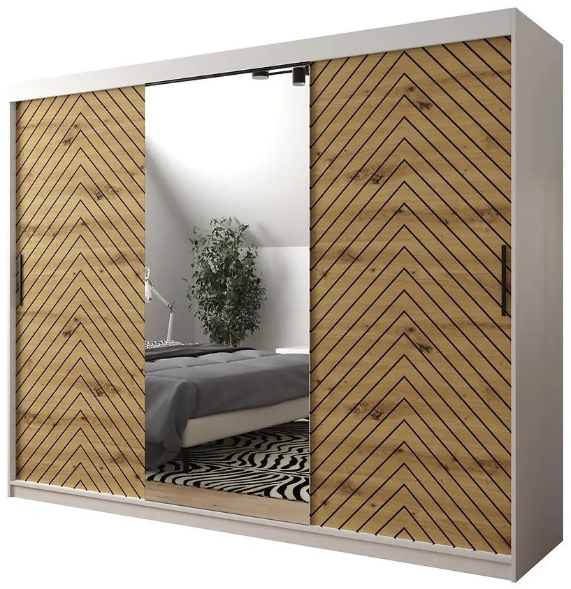 Skriňa Jodełka 2 250 biely/dub Artisan/čierna