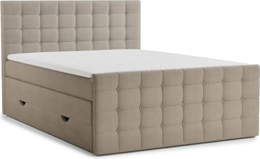 Béžová boxspring posteľ s úložným priestorom 160x200 cm Tasca – Maison de Rêve