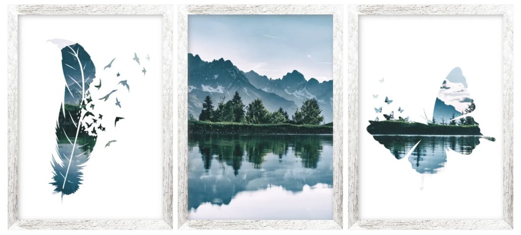 Gario Sada plagátov Horská panoráma - 3 dielna Farba rámu: Bez rámu, Rozmery: 99 x 45 cm
