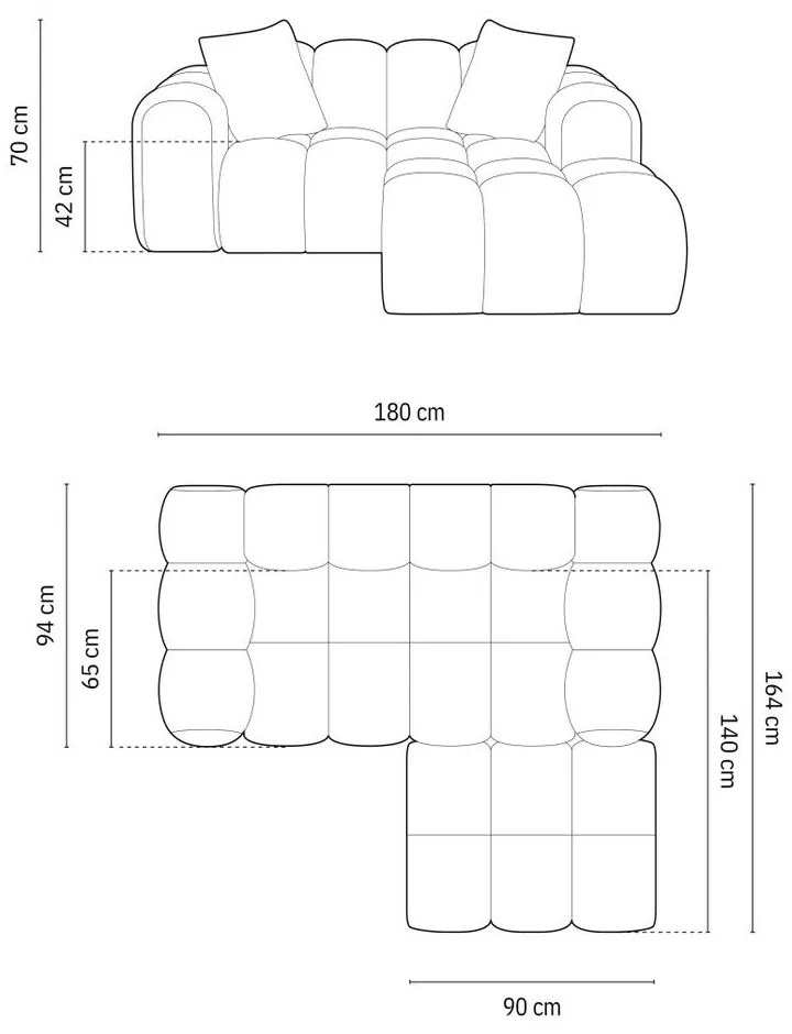 Svetlosivá ženilková rohová pohovka (pravý roh/s leňoškou) Treno – Cosmopolitan Design