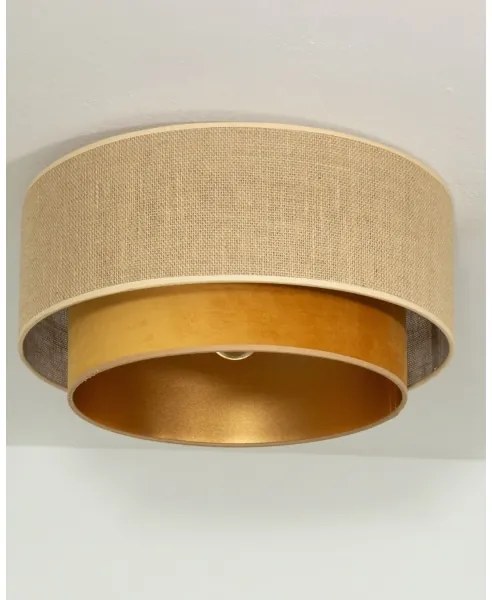 Stropné svietidlo SARTA 1×E27/60 W/230 V, priemer 45 cm, medená/juta