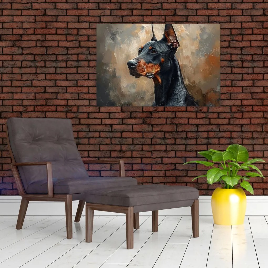 Obraz - Portrét Dobermana (90x60 cm)