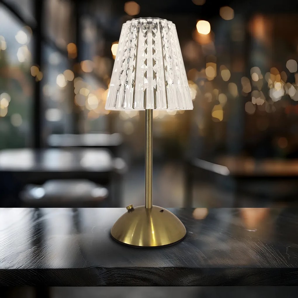 Stolná lampa Elba, 1x transparentné PVC tienidlo, g