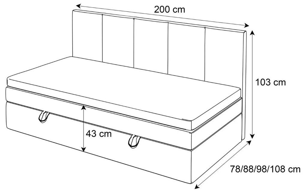 KARIN 80X200 ČALÚNENÁ JEDNOLÔŽKOVÁ POSTEĽ S ÚLOŽNÝM PRIESTOROM RÔZNÉ ČALÚNENIA