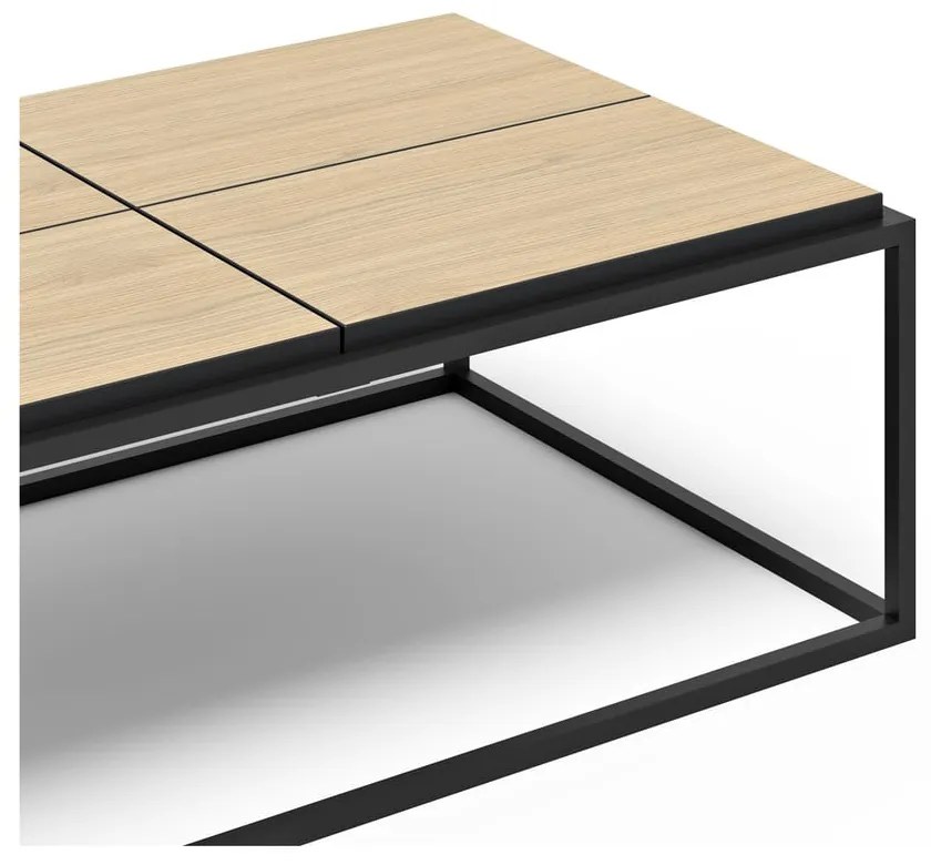 Konferenčný stolík s doskou v dekore duba v čierno-prírodnej farbe 75x120 cm Douro – TemaHome