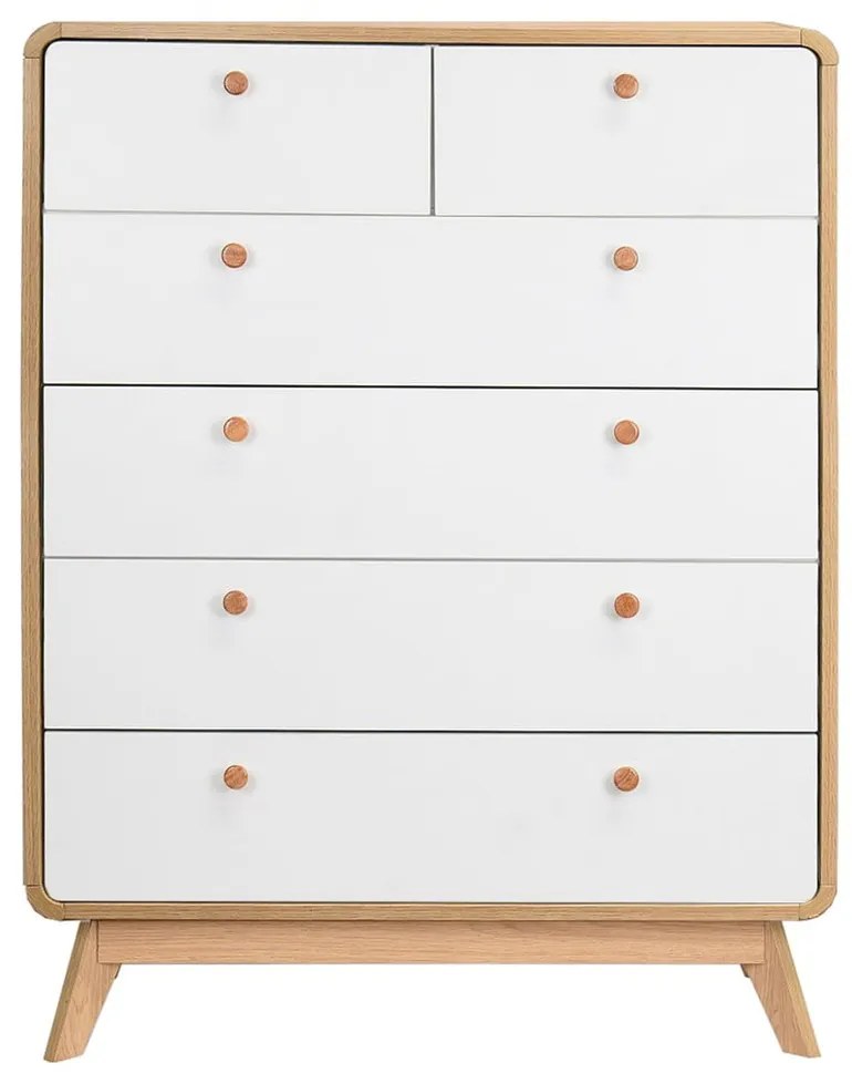 Vysoká komoda v dekore duba v bielo-prírodnej farbe 81x104 cm Caitlin – Støraa