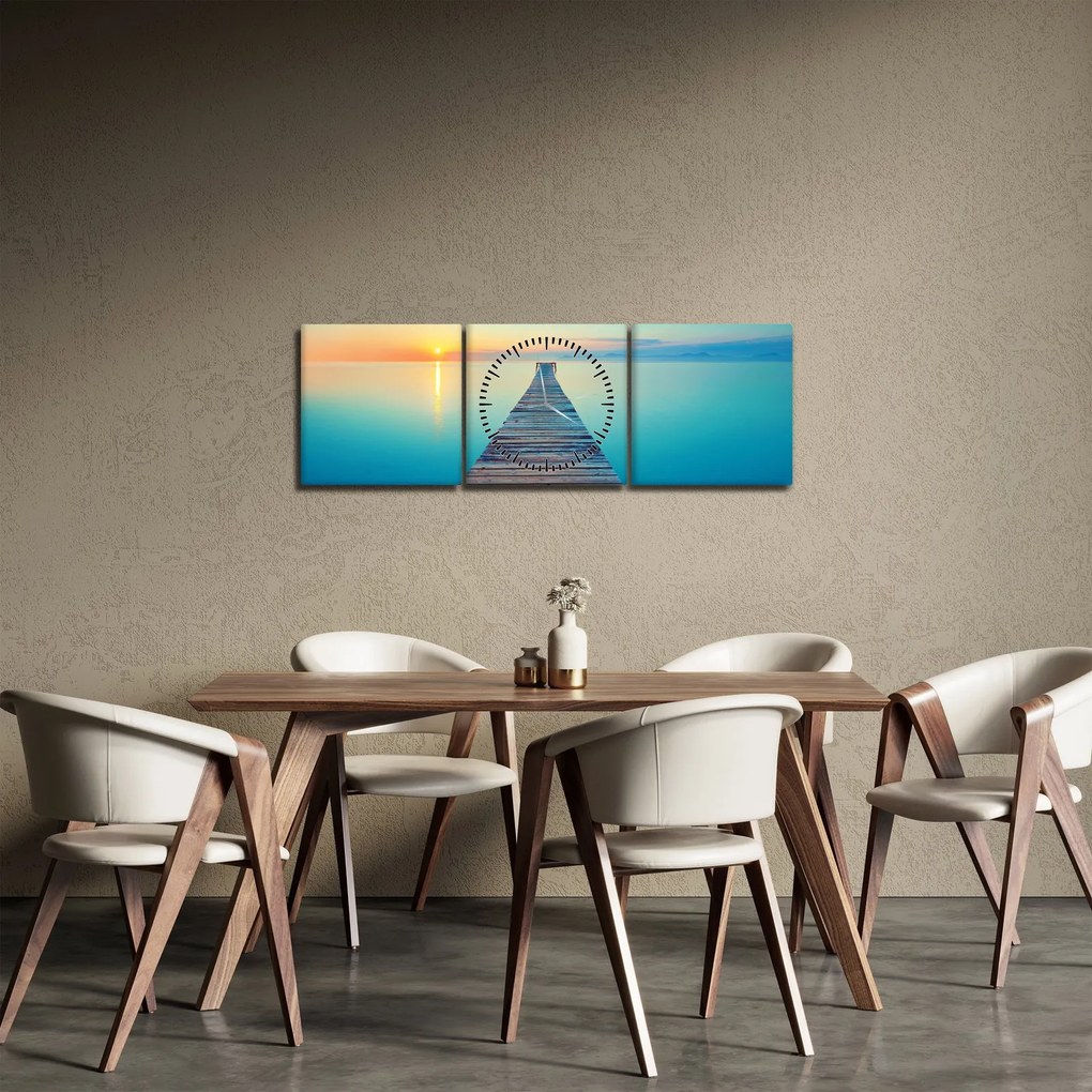 Obraz - Mólo do nekonečna (s hodinami) (90x30 cm)