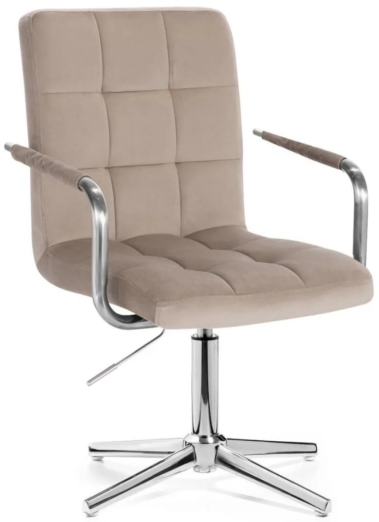 LuxuryForm DESIGN Otočná stolička VERONA VELUR na striebornom kríži - latte