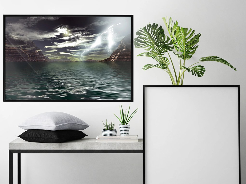 Artgeist Plagát - Storm on the Lake [Poster] Veľkosť: 45x30, Verzia: Čierny rám