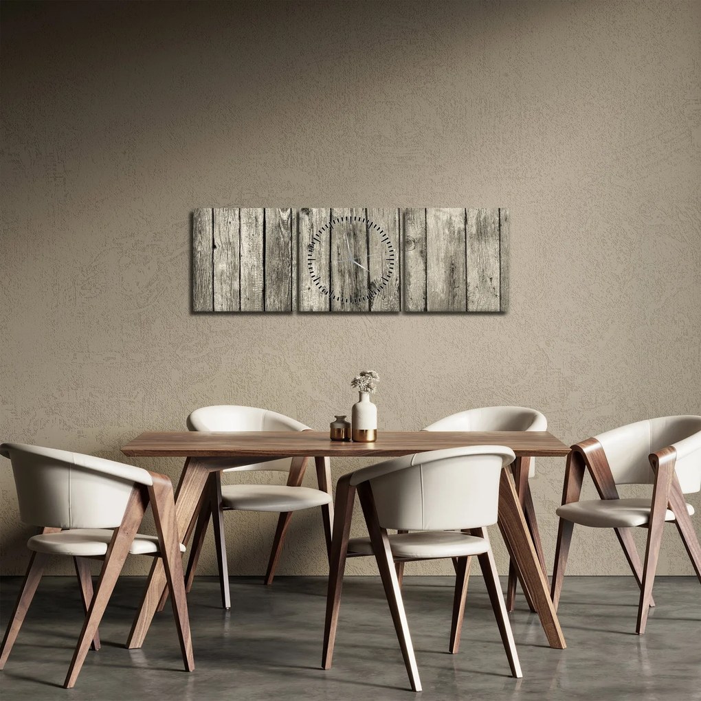 Obraz - Drevo (s hodinami) (90x30 cm)