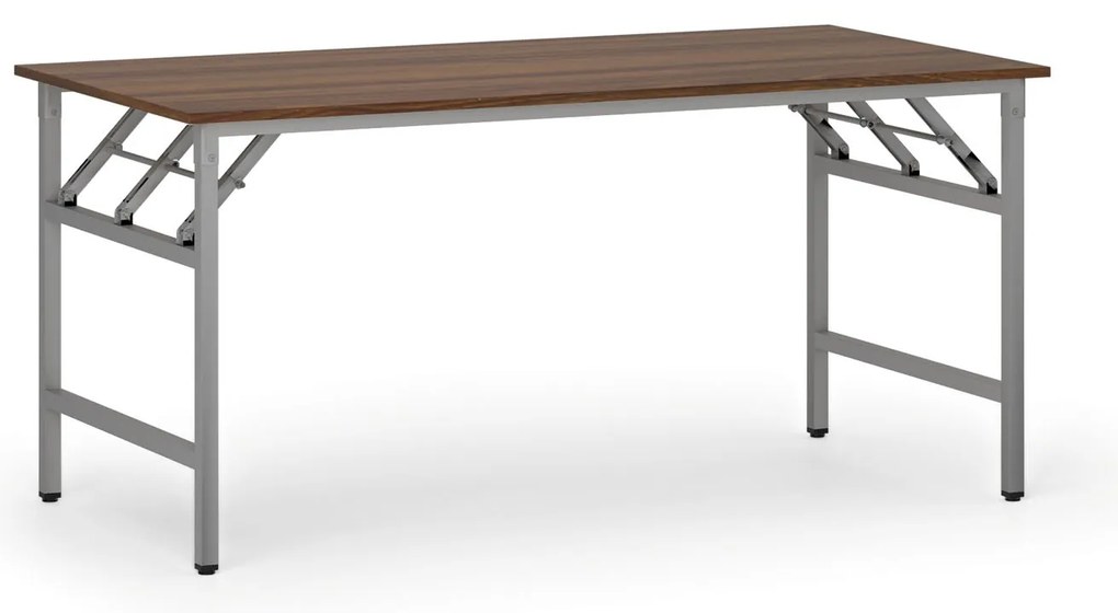 Konferenčný stôl FAST READY, 160x80 cm, sivostrieborná podnož, orech