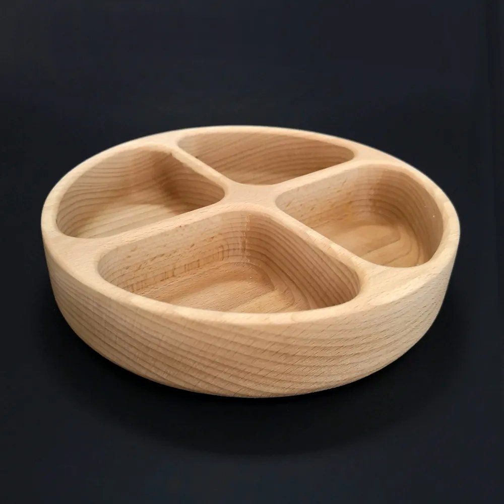 AMADEA Drevená miska guľatá, delená, masívne drevo, 20x4,5 cm