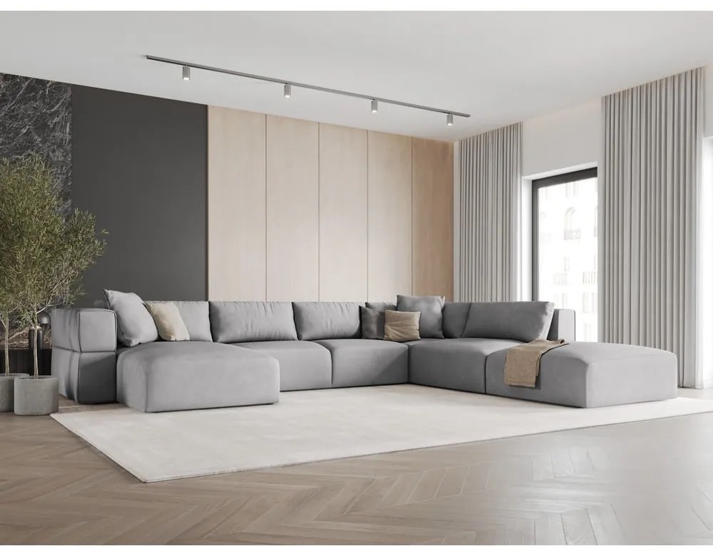 Svetlosivá rohová pohovka do "U", pravý roh Esther – Milo Casa