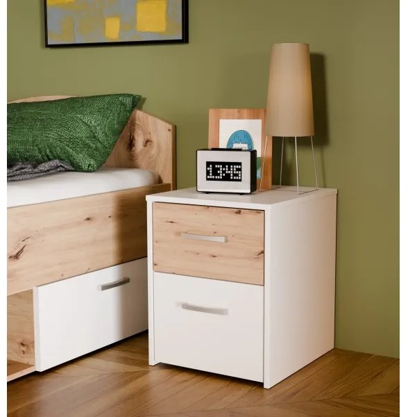 Nočný stolík URO dub artisan/biela