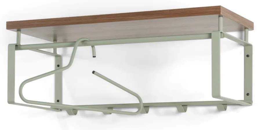 Hnedý/sivozelený kovový nástenný vešiak s poličkou 70 cm Rex – Spinder Design