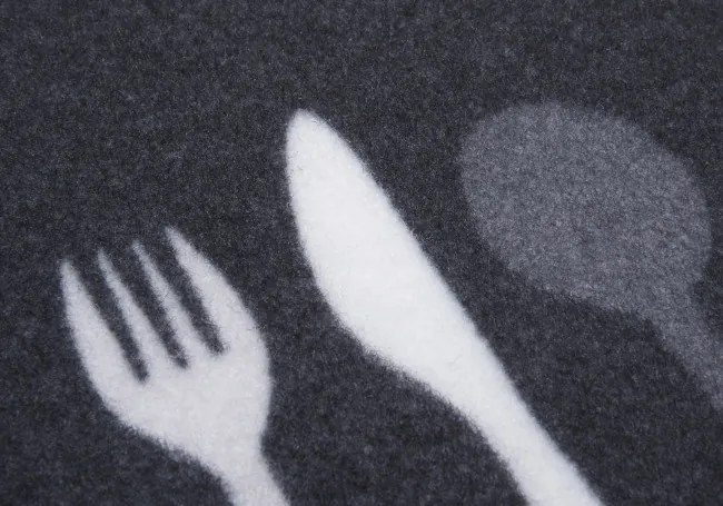 Koberec / Behúň Hanse Home Cook & Clean Kitchen Cutlery čierny / biely / sivý