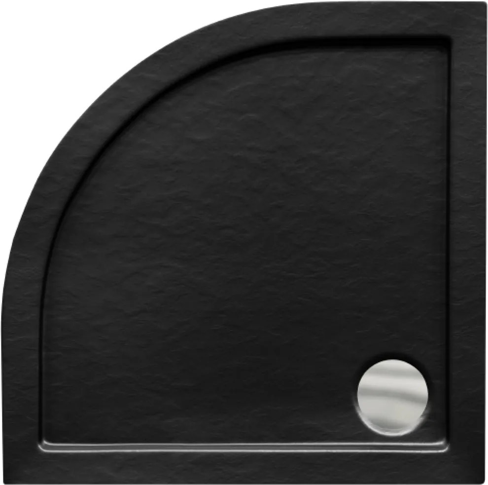 Besco Štvrťkruhová akrylátová sprchová vanička ARON NEW SE HR 80x80 (90x90) B SlimLine Stone Effect BESCO-Rozmery: 80x80