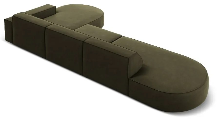 Zelená zamatová rohová pohovka (pravý roh) Jodie - Micadoni Home