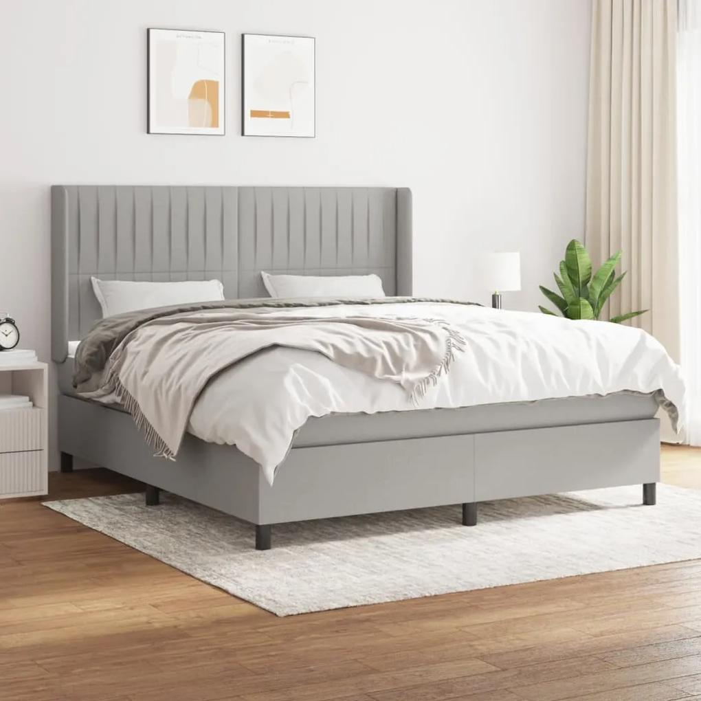 Boxspring posteľ s matracom svetlosivá 100x200 cm látka 3131601