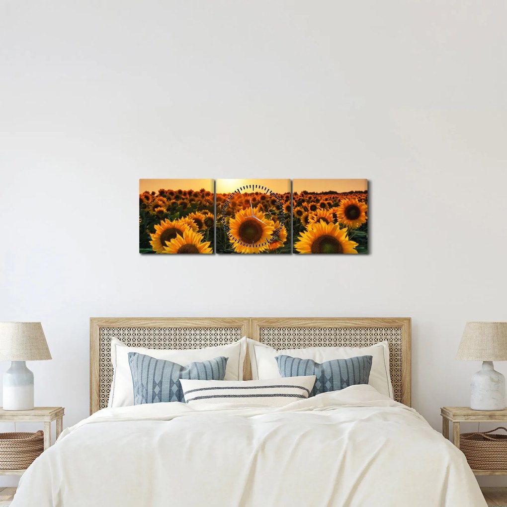 Obraz - Slnečnica (s hodinami) (90x30 cm)