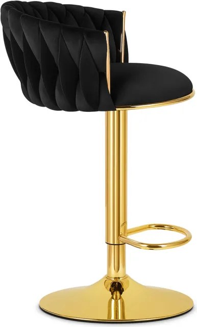 Barová stolička MIG zamatová, zlatá / čierna