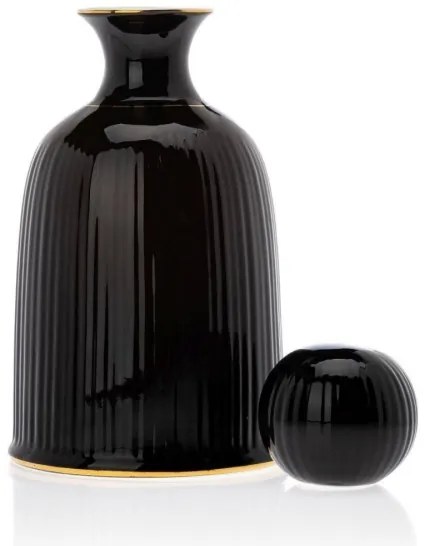 Keramická sada šálok s karafou a podnosom KENDI čierna