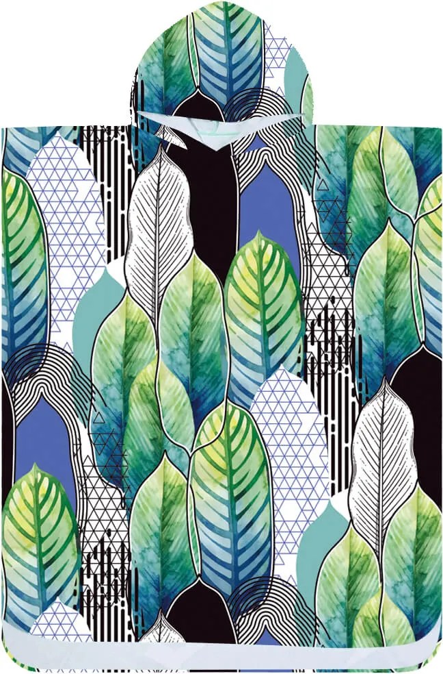 Plážové pončo FEATHER zeleno-modré 80x145 cm