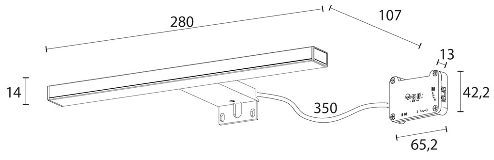 Sapho Sapho, ESTHER 2 LED svietidlo, 6W, 280x14x107mm, čierna, E27679CI