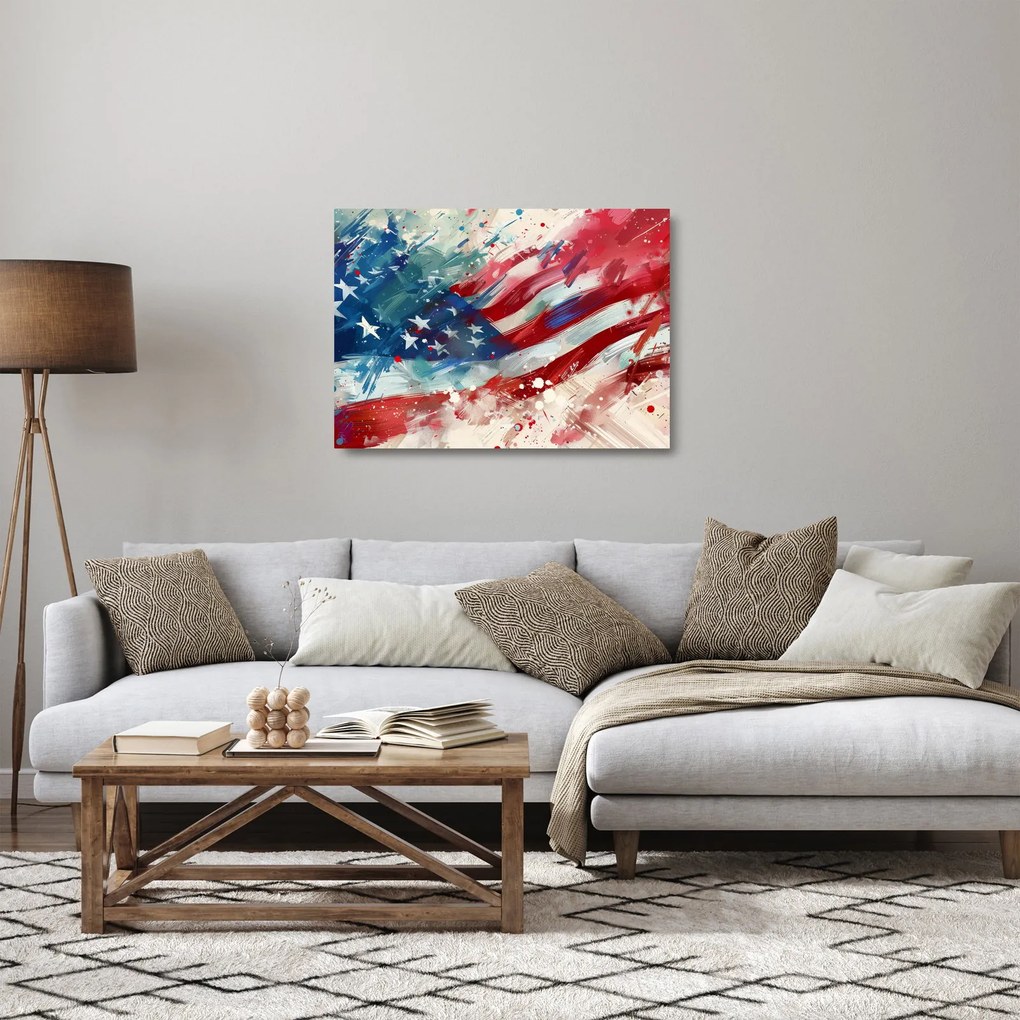 Sklenený obraz - Vlajka USA (70x50 cm)