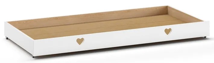 Biela domčeková detská posteľ z borovicového dreva s výsuvným lôžkom a úložným priestorom 90x200 cm AMORI – Vipack