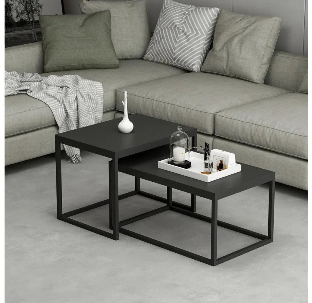 SADA 2x Konferenčný stolík LEKA čierna