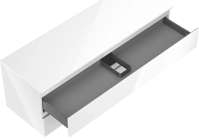 Mexen Orio, kúpeľňová skrinka 140 cm s hornou doskou, 2 zásuvky, biela lesklá, 91A10-14047-2-BFFC00