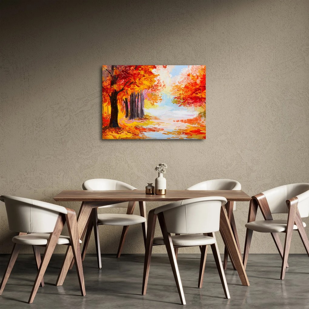 Obraz - Olejomaľba, farebná jeseň (70x50 cm)