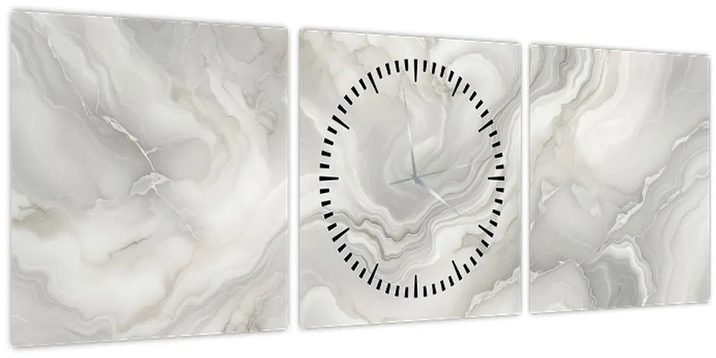 Obraz - Prírodná mramorová textúra (s hodinami) (90x30 cm)