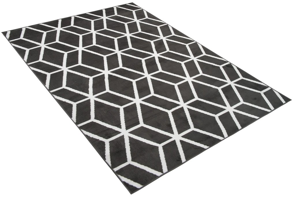 Moderný koberec C434A DARK GREY/WHITE BALI PP White Rozmer: 180x250