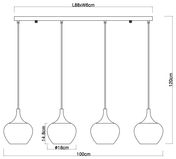 Globo 15548-4HG - Luster na lanku MAXY 4xE27/40W/230V medená