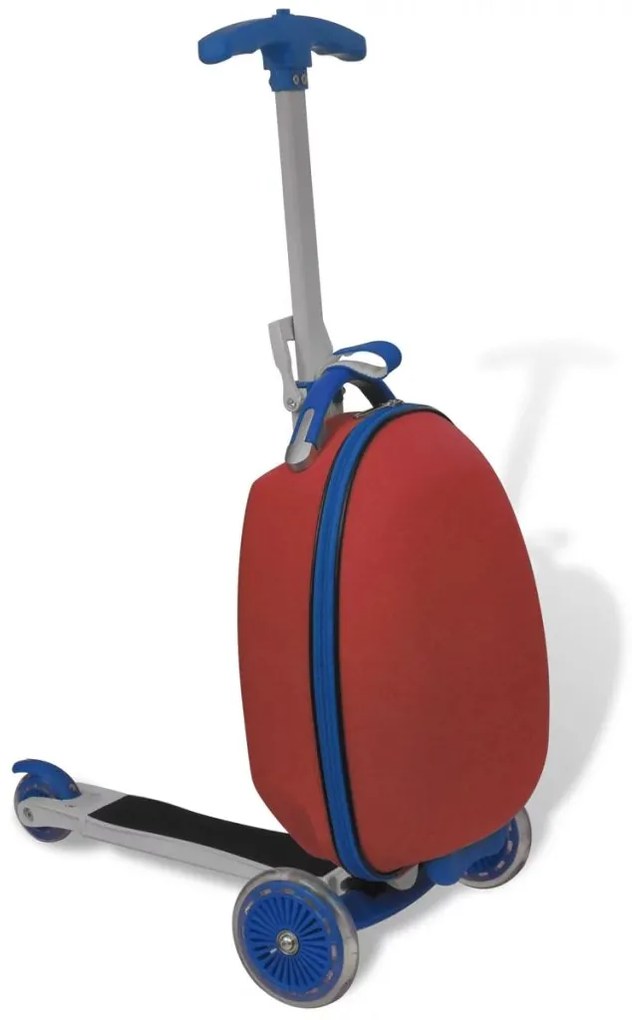 vidaXL Detská kolobežka s kufríkom, červená
