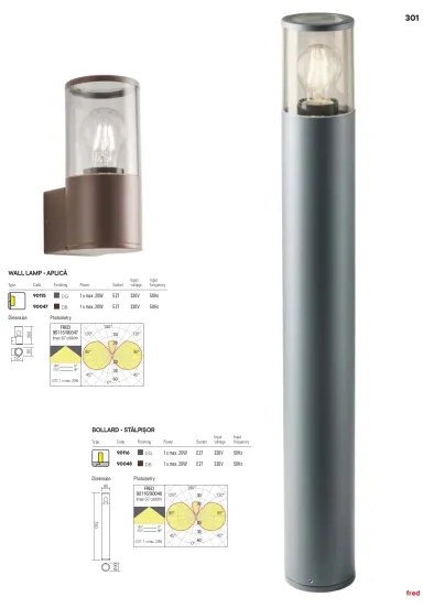 Redo 90047 - Vonkajšie nástenné svietidlo FRED 1xE27/20W/230V IP54