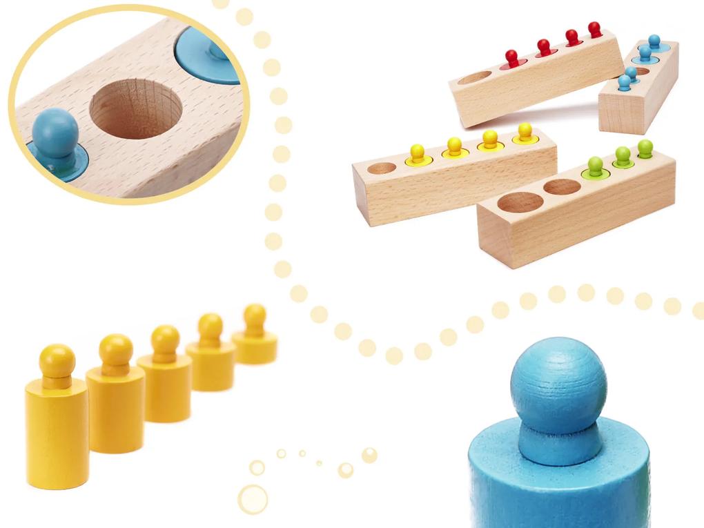 KIK Montessori drevené valcové závažia farebné