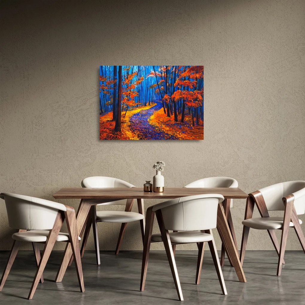 Sklenený obraz jesenného lesa (70x50 cm)