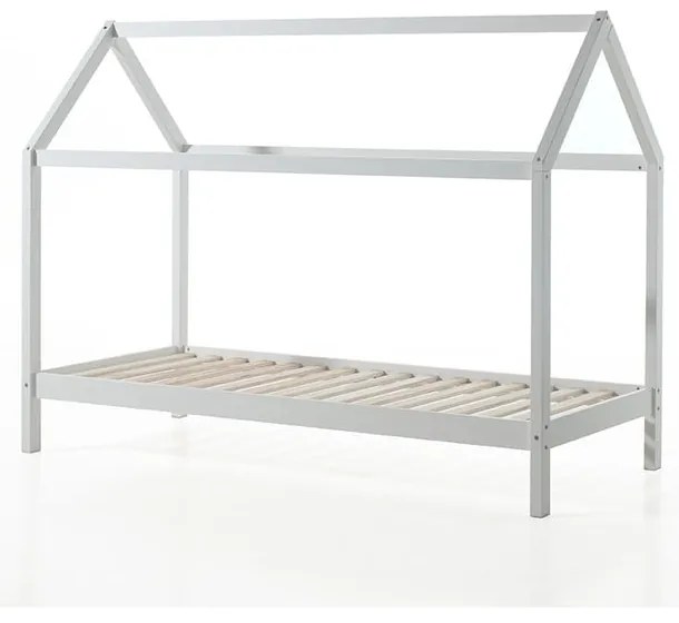 Biela domčeková detská posteľ z borovicového dreva s výsuvným lôžkom a úložným priestorom 90x200 cm DALLAS – Vipack